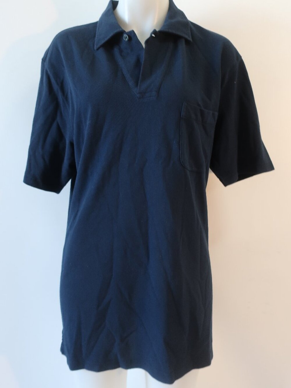 Mens Loro Piana Teal-Blue (Item- 55) Cotton Pocket Pique Polo Shirt XL